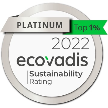 Platinum Medal in the annual EcoVadis assessment of corporate social responsibility (CSR)
